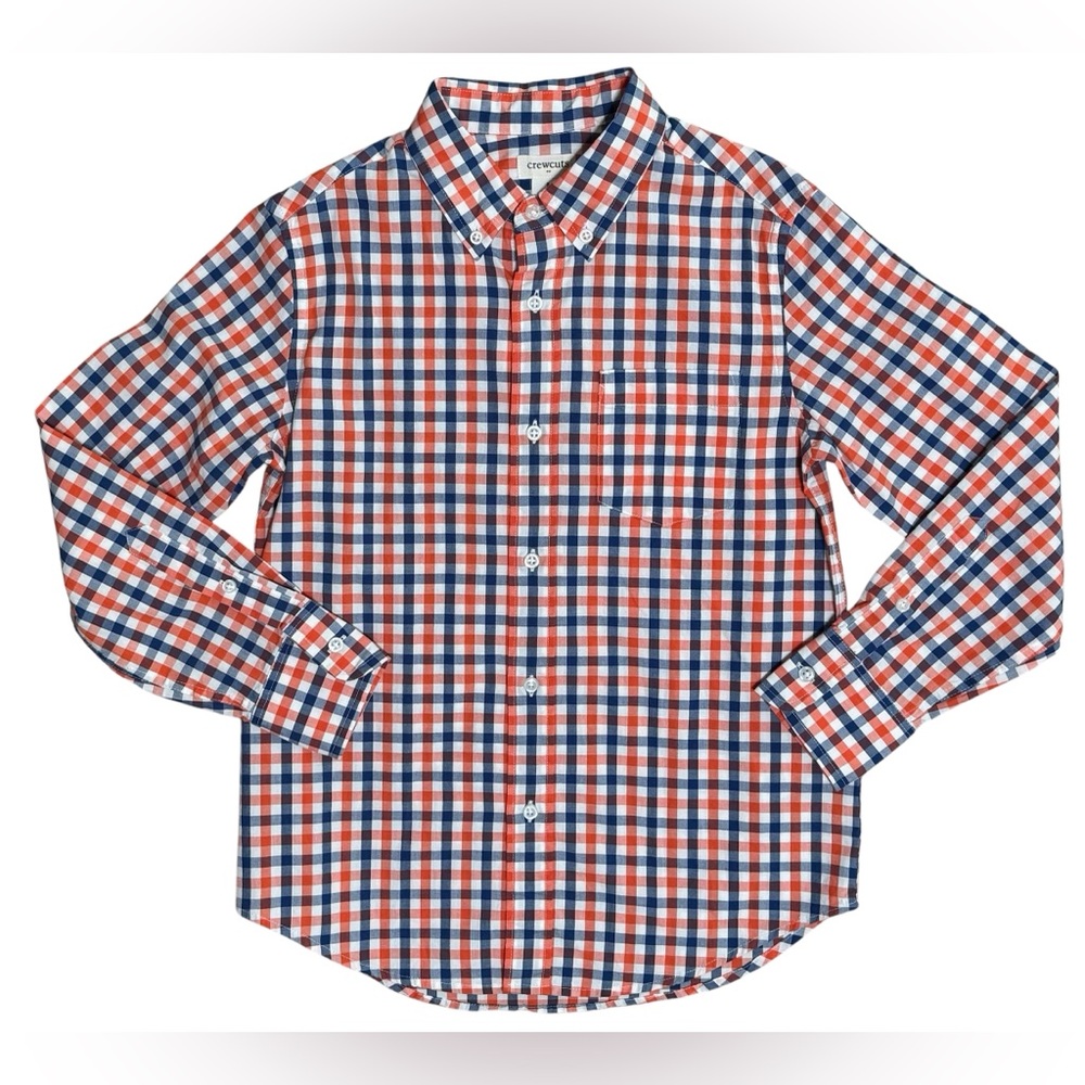 NWT Boy’s Crewcuts Blue and Orange Long Sleeved Button Down—Size 8